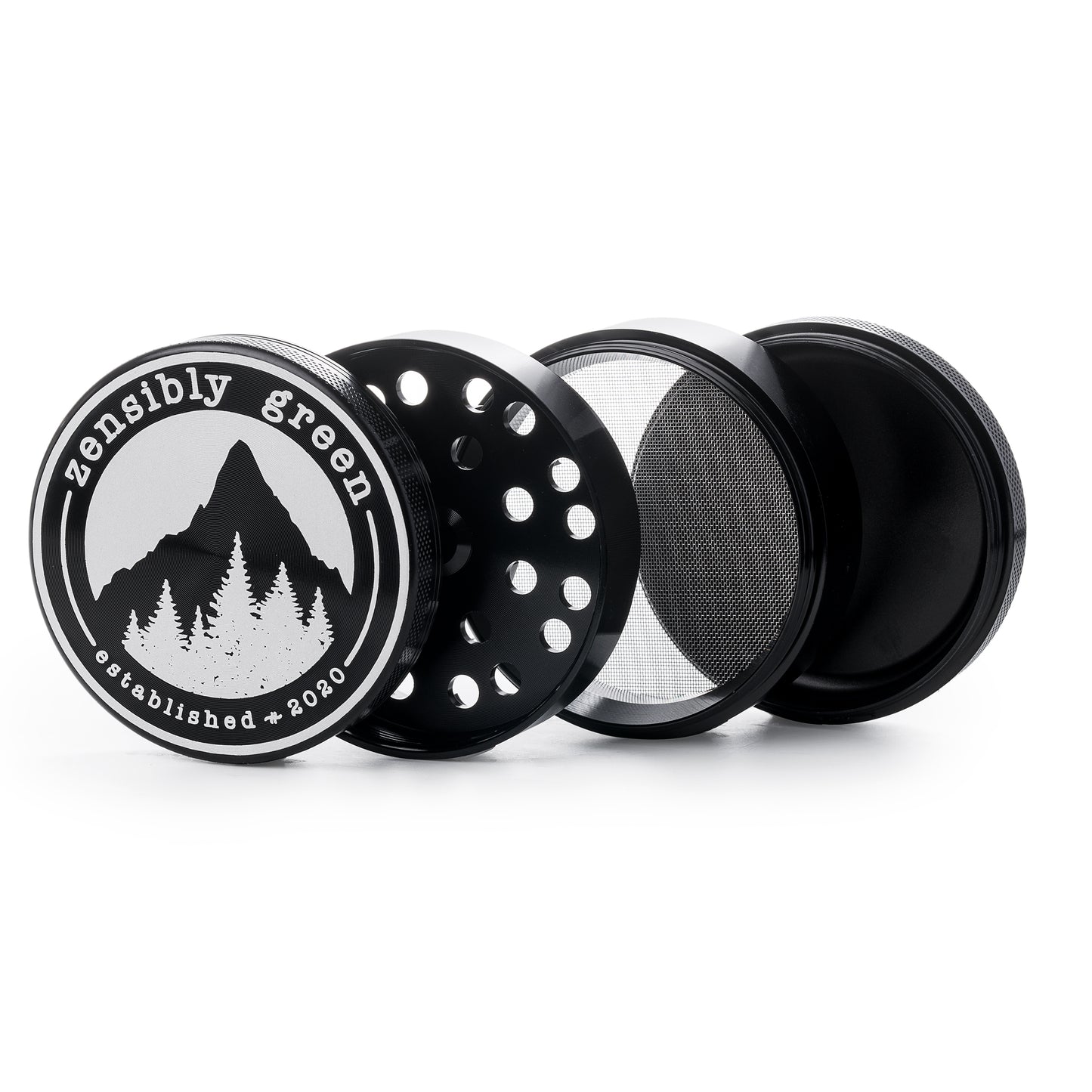 ZG1 Premium Herb Grinder 2.5 Inch - 4 Piece Aluminum Spice Mill with Magnetic Lid, Travel Case, Pollen Catcher and Scraper Tool - USA