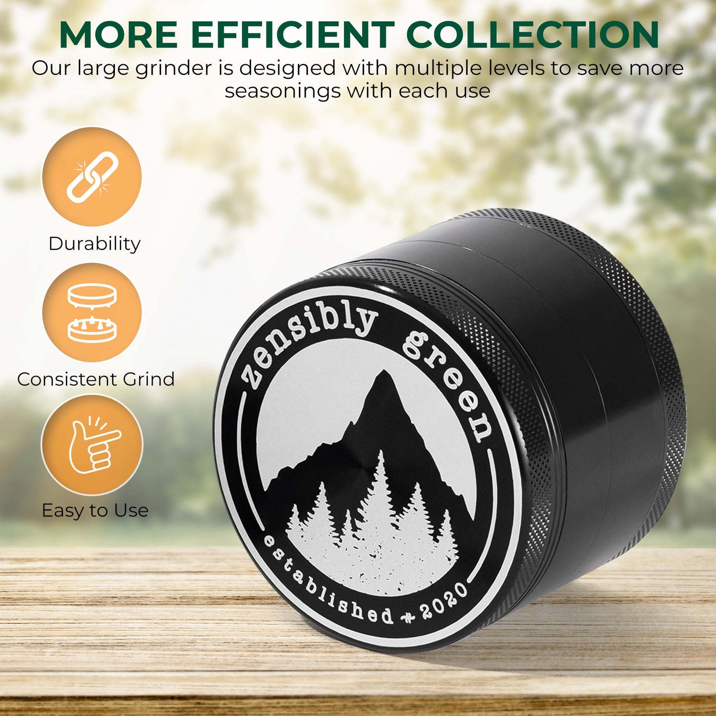 ZG1 Premium Herb Grinder 2.5 Inch - 4 Piece Aluminum Spice Mill with Magnetic Lid, Travel Case, Pollen Catcher and Scraper Tool - USA