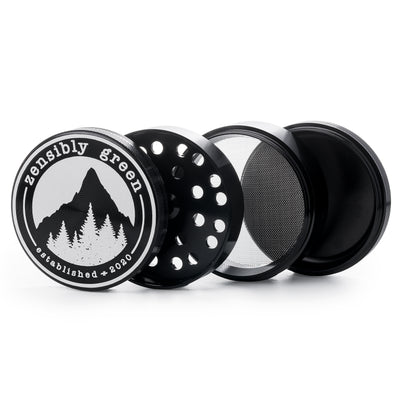 ZG1 Premium Herb Grinder 2.5 Inch - 4 Piece Aluminum Spice Mill with Magnetic Lid, Travel Case, Pollen Catcher and Scraper Tool - USA